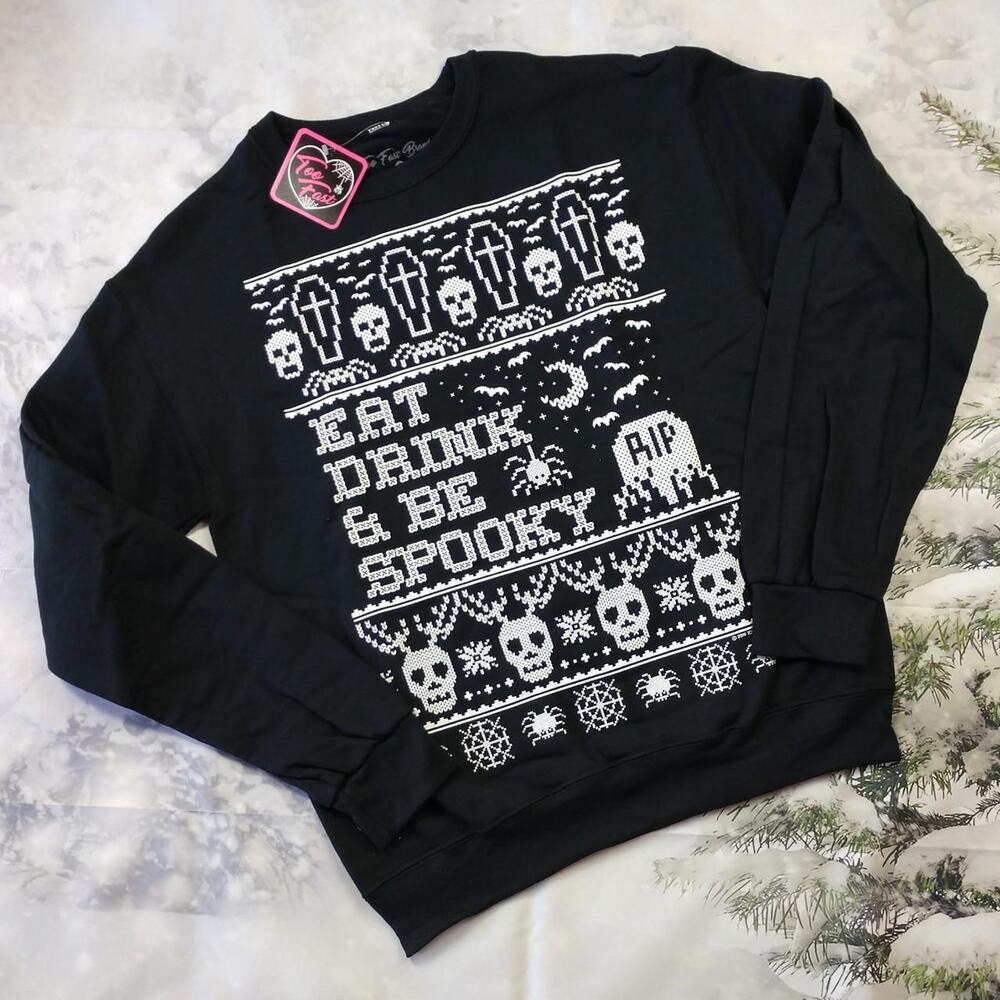 NWT Christmas Goth Sweatshirt Eat Drink and Be Spooky size Small